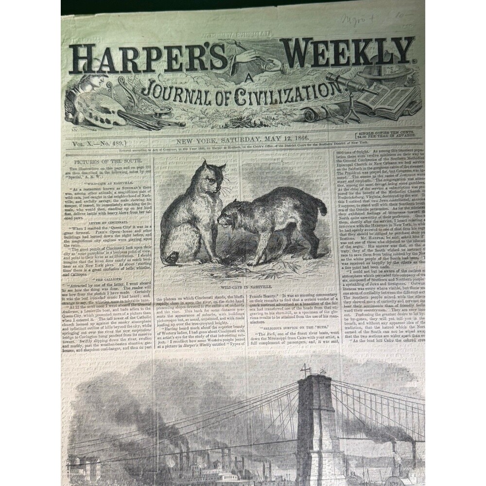 Original 1866 Harper's Weekly Newspaper, May 12, 1866 edition